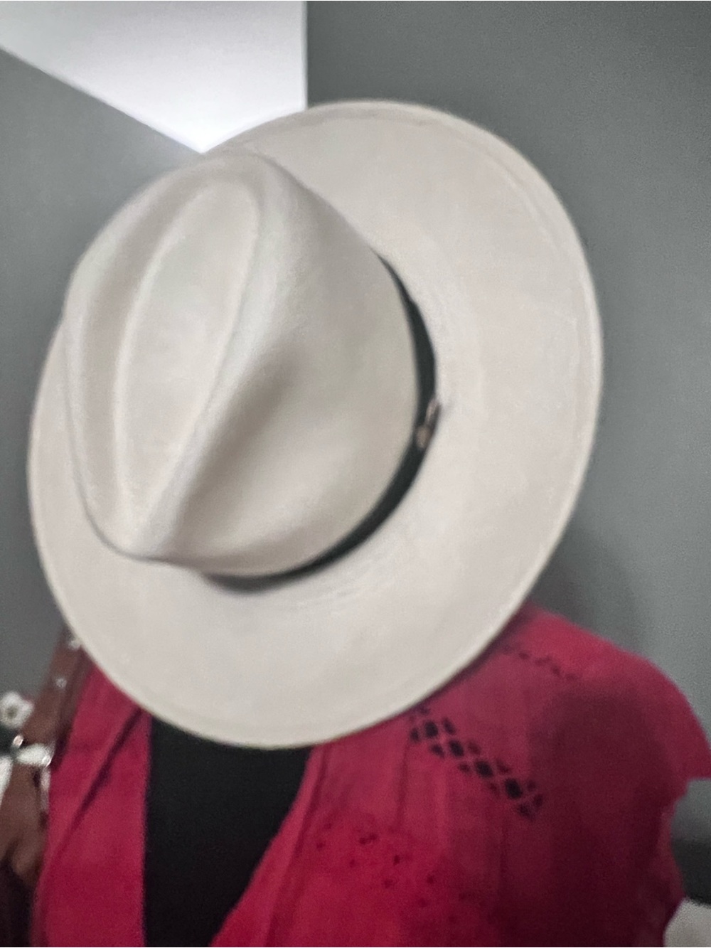 Stetson cream and brown hat interior with 1865 logo